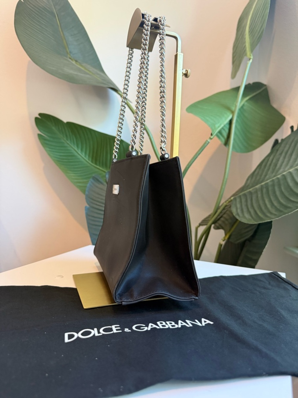 F/W 1995 Dolce & Gabbana Runway ID Bar Logo Chain Black Nylon Shoulder Bag - Picture 5 of 11